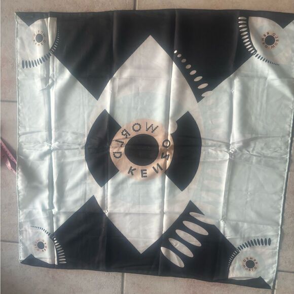 KENZO Signature dress suit headscarf accessory logo Eye Print Large Square Scarf - Picture 1 of 5